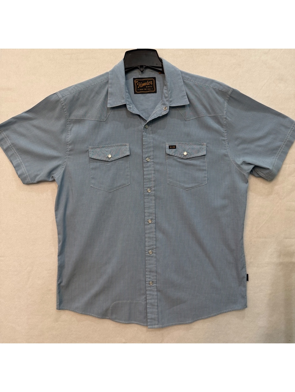Howler Bros Men's Large Blue & White Stripe H Bar B Snapshirt Western Shirt